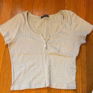 Brandy Melville Baby Blue Button-Up Crop Top